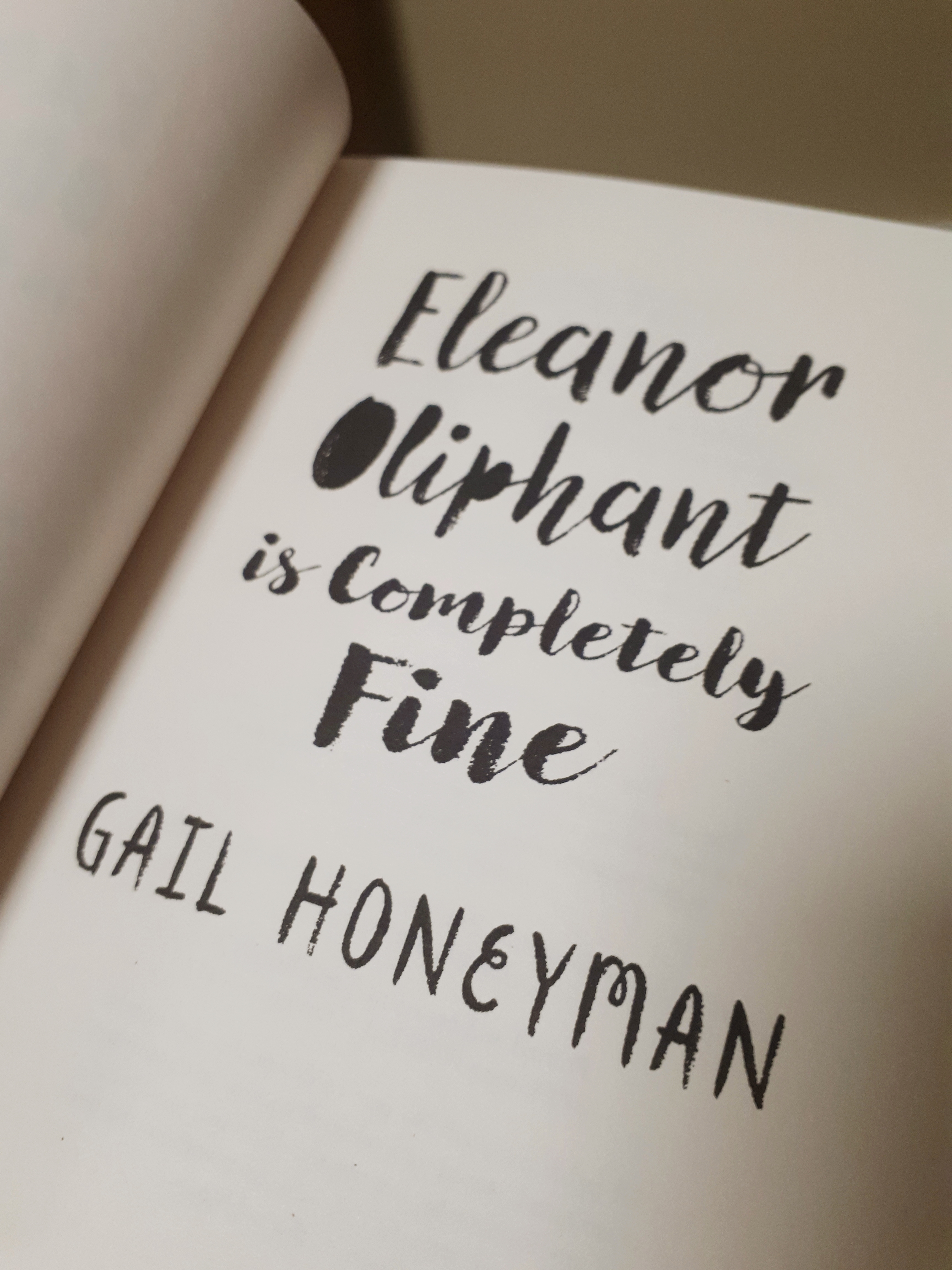 Inside cover of Eleanor Oliphant is Completely Fine - Gail Honeyman
