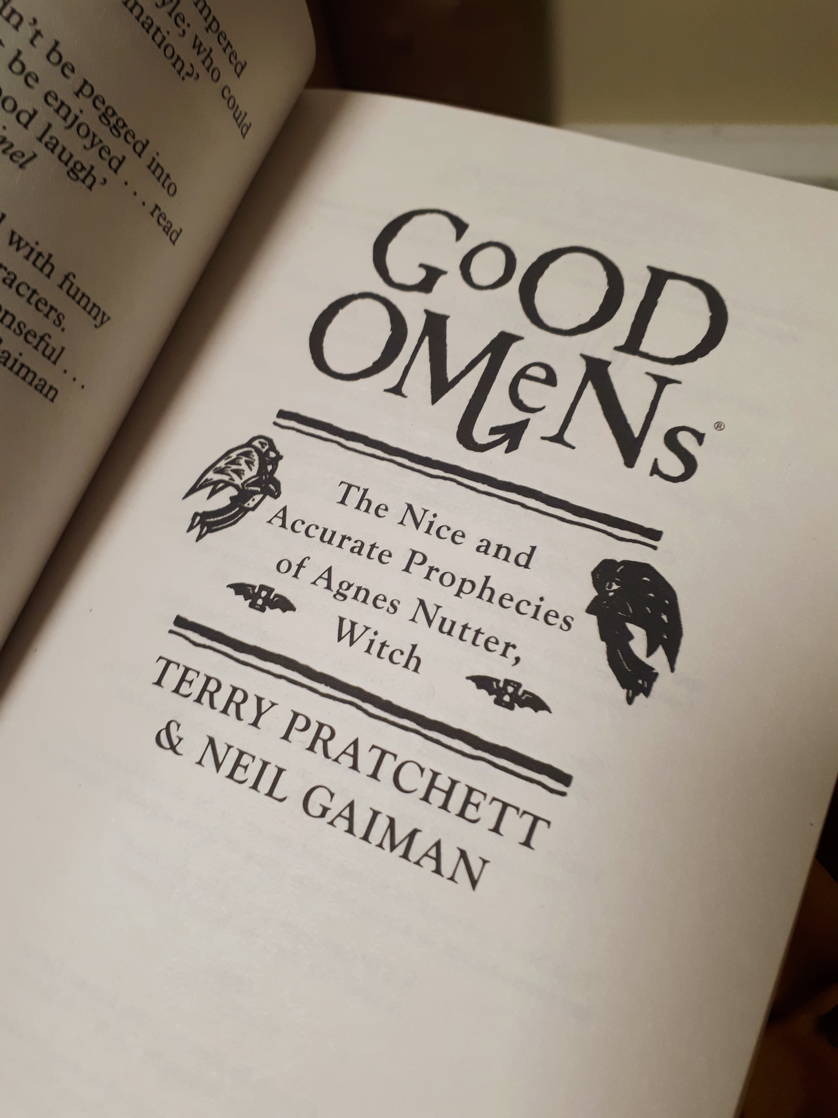 Inside cover of Good Omens - Terry Pratchett & Neil Gaiman