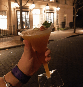 Frozen Pimms outside a building in the UK Pavilion