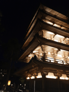 Japan Pavilion lit up at night in EPCOT