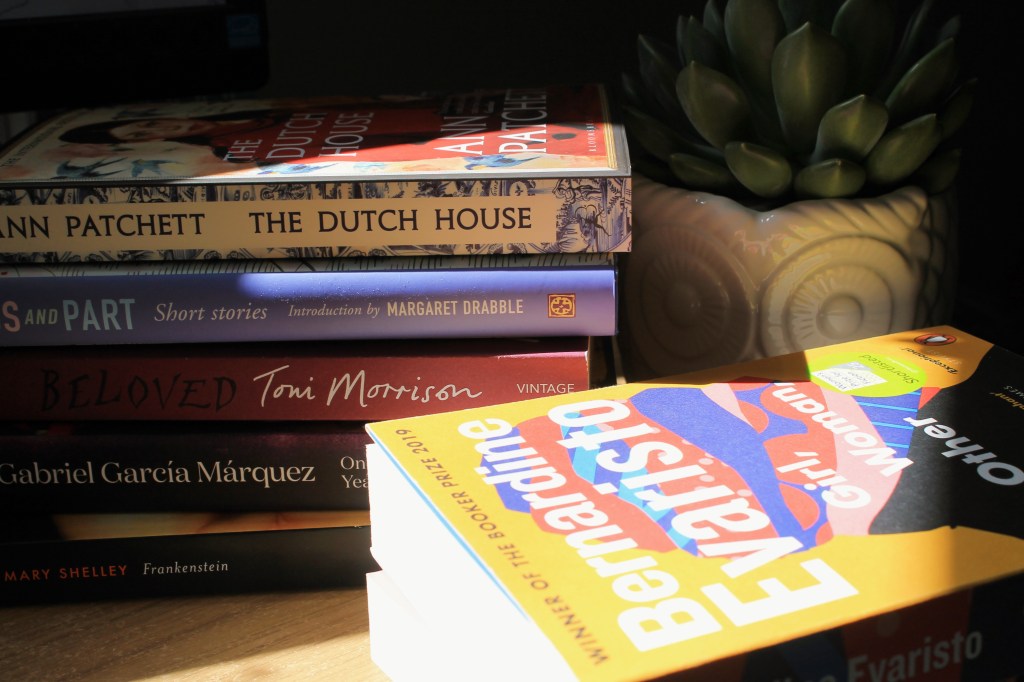 Stack of books in the sun light