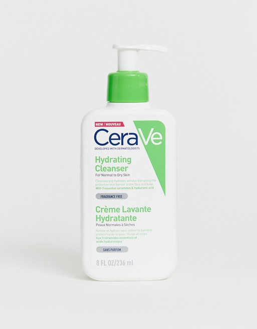 Cerave Hydrating Cleanser - white bottle with green accents